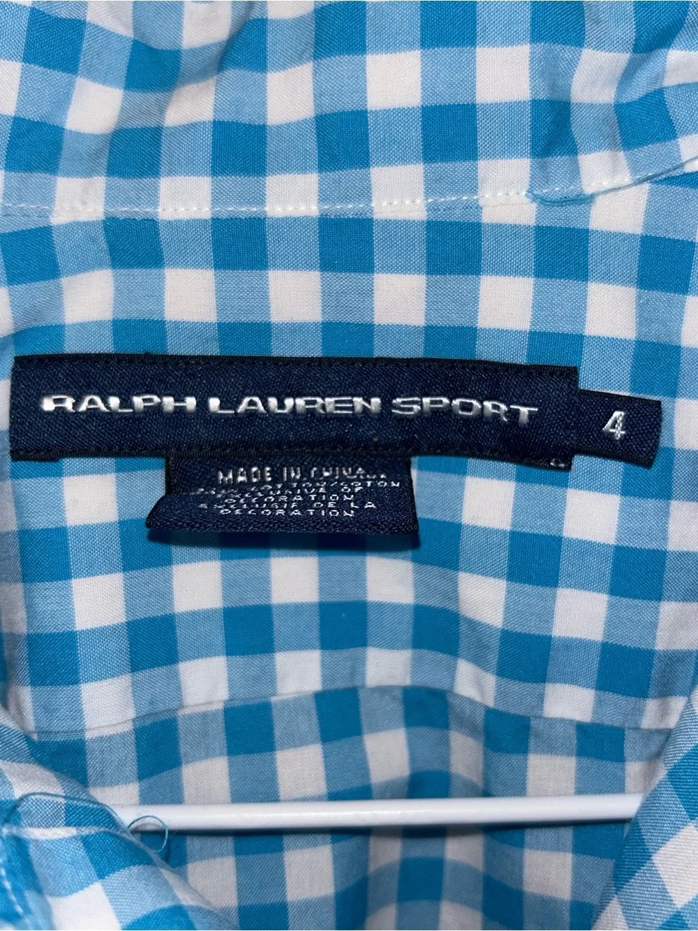 Ralph Lauren Blue and White Gingham Button-Down Shirt size 4 youth